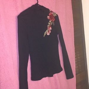 Black long sleeve fitted top